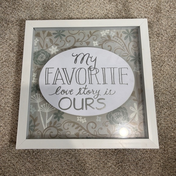 “My Favorite Love Story Is Ours” 12x12 Shadow Box Framed Art Work Wedding - Picture 1 of 6